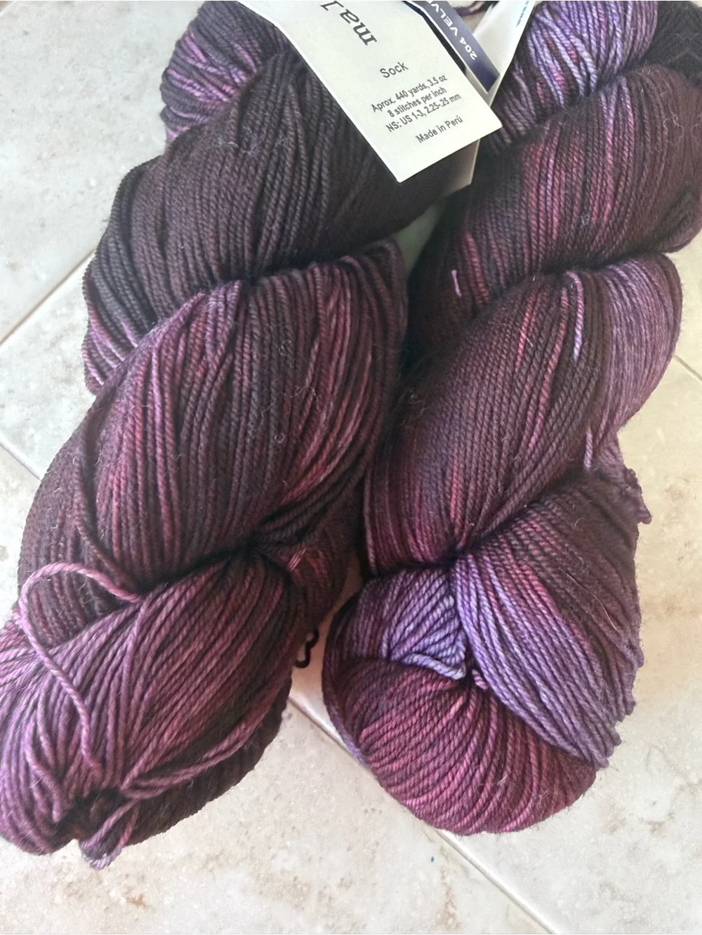 Malabrigo Velvet Grapes Sock Yarn - Deep Purple Blend